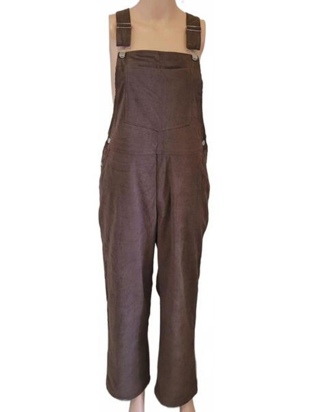 Women's Corduroy Loose Fit Baggy Straight Straps Jumpsuit Overalls Pants Size M